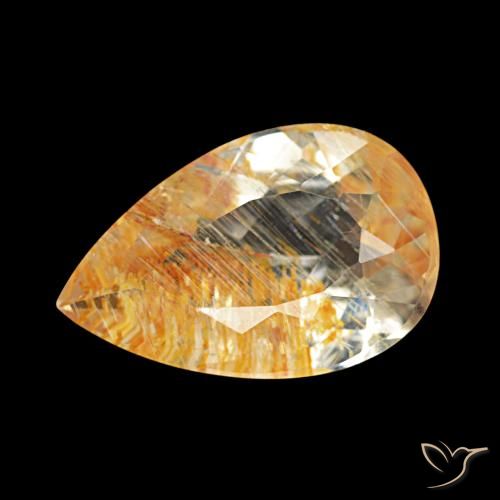 3.23ct شفاف وبرونزى-ذهبى روتيل توباز, شكل الكمثرى, شفاف