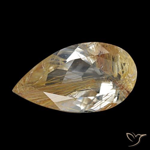 7.10ct بنى-ذهبى فاتح جدا روتيل توباز, شكل الكمثرى, شفاف