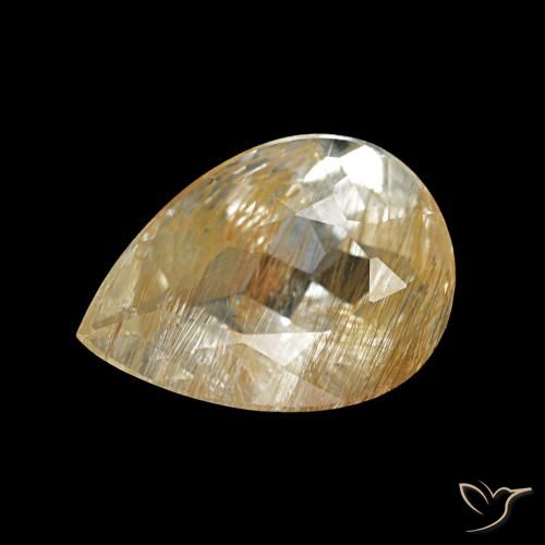 1.68ct بنى-ذهبى فاتح جدا توباز روتيل, شكل الكمثرى, شفاف