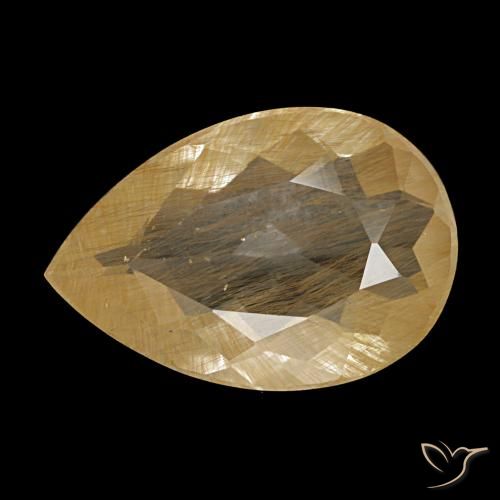 توباز روتيل طبيعي بلون Medium Light-Brown، وزن ‎2.89‎ قيراط، شكل شكل الكمثرى، مقاس ‎12x8.2‎ مم