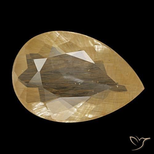 توباز روتيل طبيعي بلون Medium Light-Brown، وزن ‎2.89‎ قيراط، شكل شكل الكمثرى، مقاس ‎12x8.2‎ مم