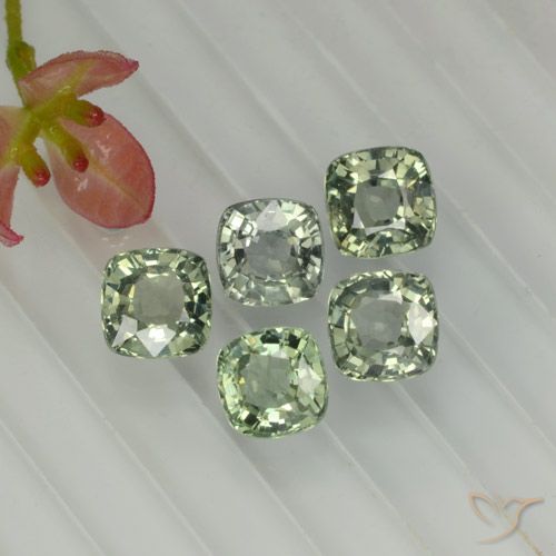 ياقوت طبيعي بلون Medium Light Green   ، وزن ‎2.66‎ قيراط، شكل قطع وسادة، مقاس ‎4.4x4.4‎ مم