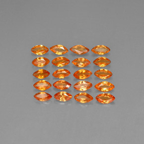 ياقوت طبيعي بلون Apricot Orange ، وزن ‎2.46‎ قيراط، شكل ماركيز، مقاس ‎4.2x2.4‎ مم