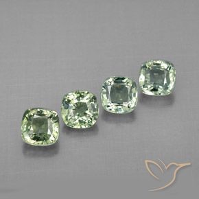ياقوت طبيعي بلون Light Sea Green   ، وزن ‎1.72‎ قيراط، شكل قطع وسادة، مقاس ‎4x3.9‎ مم