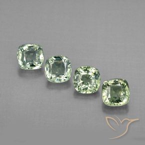 ياقوت طبيعي بلون Light Sea Green   ، وزن ‎1.72‎ قيراط، شكل قطع وسادة، مقاس ‎4x3.9‎ مم