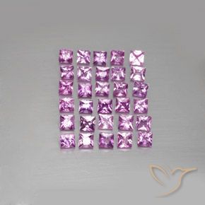 أحجار زفير وردي فاتح طبيعية، مربع، VVS-VS، وزنها 2.48 قيراط