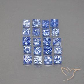 أحجار زفير أزرق داكن متوسط طبيعية، مربع، VVS-VS، وزنها 2.34 قيراط