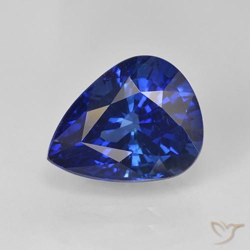4.46ct طبيعي الأزرق الملكي زفير, شكل الكمثرى, قليلا جدا