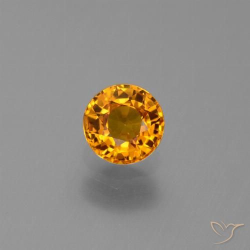 0.67ct طبيعي ذهبى-برتقالى غامق زفير, دائري, قليلا جدا