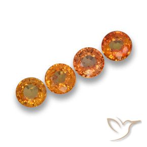 أحجار زفير برتقالي زاهى طبيعية، دائري، VVS-VS، وزنها 2.35 قيراط