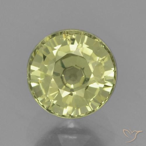 0.84ct طبيعي أصفر مخضر زفير, دائري, قليلا جدا