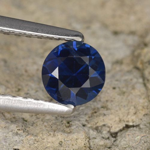 0.58ct طبيعي أزرق غامق زفير, دائري, VVS-VS