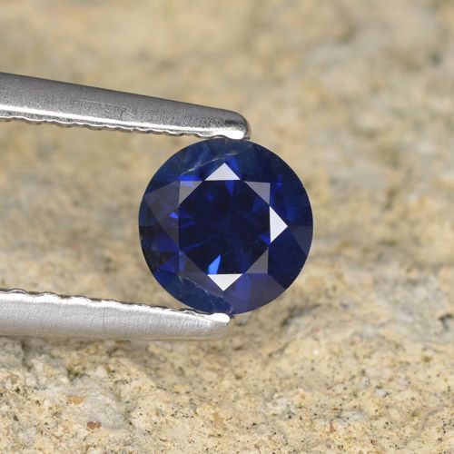 0.57ct طبيعي أزرق غامق زفير, دائري, VVS-VS