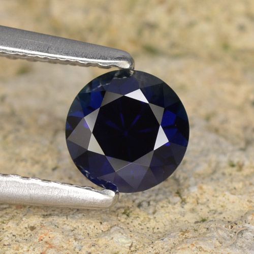0.63ct طبيعي أزرق غامق زفير, دائري, VVS-VS