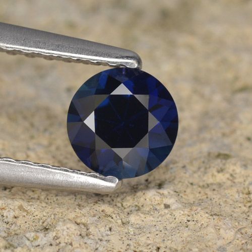 0.58ct طبيعي ازرق غامق زفير, دائري, VVS