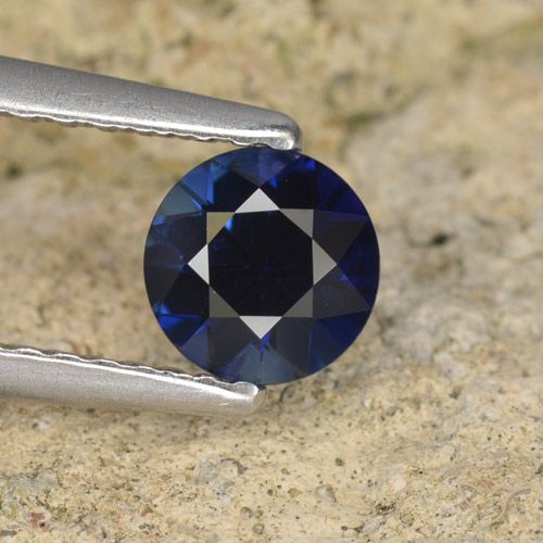 0.62ct طبيعي ازرق غامق زفير, دائري, VVS