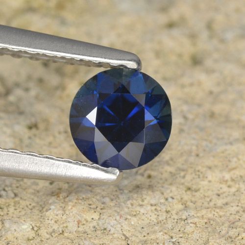 0.51ct طبيعي ازرق غامق زفير, دائري, VVS
