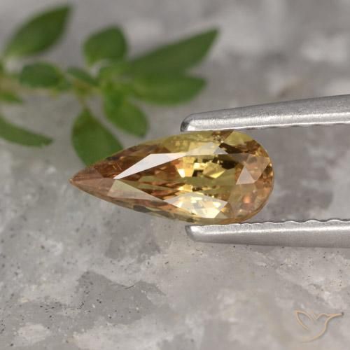 0.72ct طبيعي Light Earth Orange زفير, شكل الكمثرى, قليلا جدا