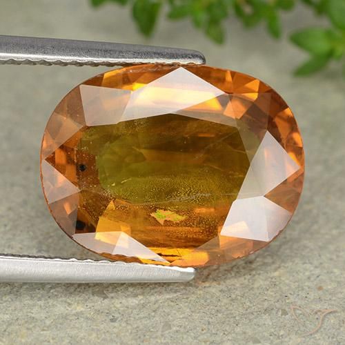 7.82ct طبيعي برتقالى بنى زفير, بيضوي, VS-SI