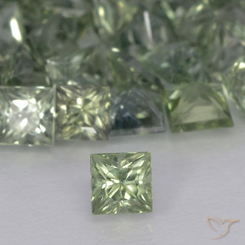 0.22ct طبيعي أخضر مريمية فاتح زفير, مربع, VVS-VS