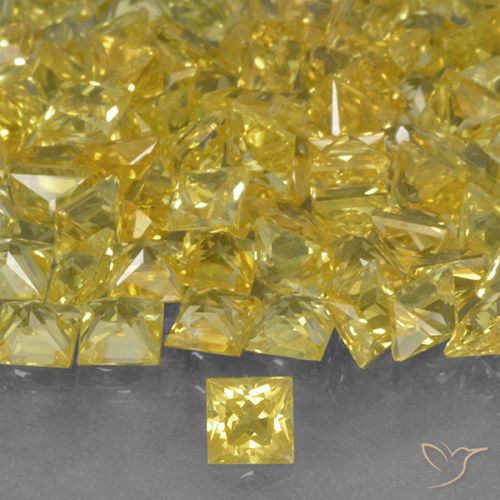 0.17ct طبيعي الأصفر زفير, مربع, VVS-VS