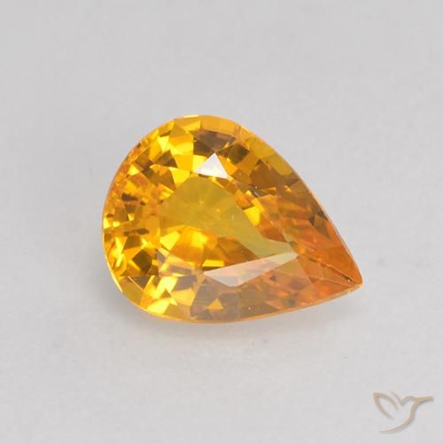حجر كريم ياقوت أصفر 0.59 قيراط, شكل الكمثرى الياقوت فضفاضة من مدغشقر, جوهرة طبيعية, Photo A