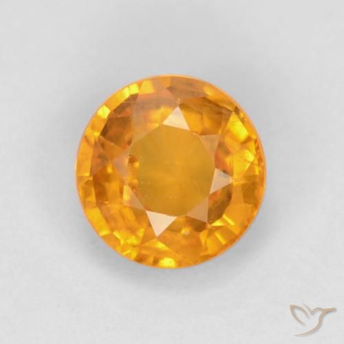 0.60ct طبيعي ذهبى-برتقالى داكن زفير, دائري, قليلا جدا