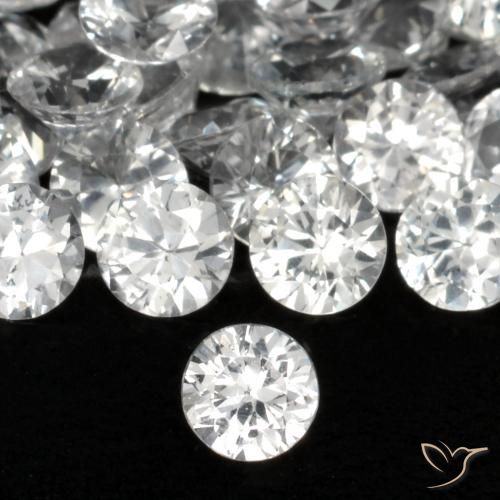 0.19ct طبيعي أبيض شفاف زفير, دائري, قليلا جدا