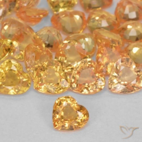 0.25ct طبيعي ذهبى-برتقالى زفير, قلب, قليلا جدا
