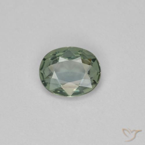 0.59ct طبيعي رمادى مخضر زفير, بيضوي, VVS-VS