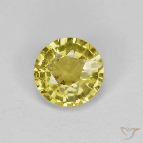 0.42ct طبيعي أصفر متوسط زفير, دائري, قليلا جدا