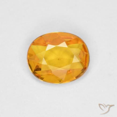 0.58ct طبيعي ذهبى-برتقالى داكن زفير, بيضوي, VVS-VS