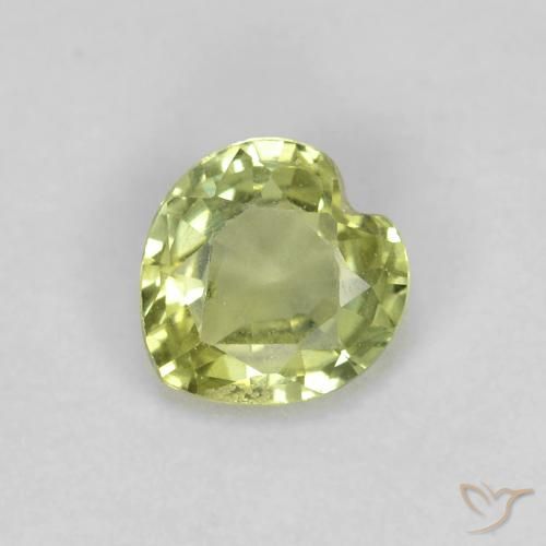 0.39ct طبيعي أخضر ليمونى باهت زفير, قلب, قليلا جدا