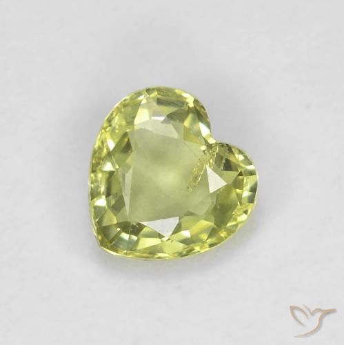 0.44ct طبيعي أخضر أصفر زفير, قلب, قليلا جدا