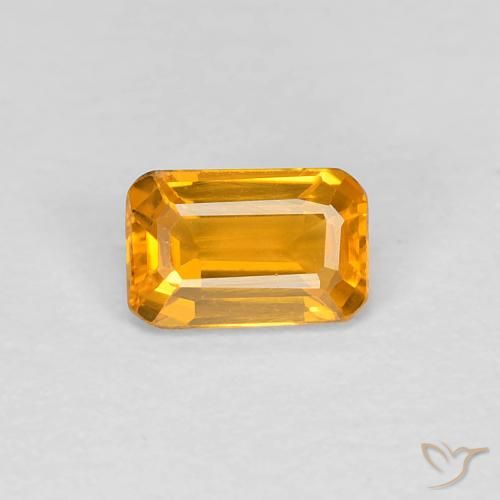 0.38ct طبيعي برتقالى ذهبى غامق زفير, قص الزمرد, VVS