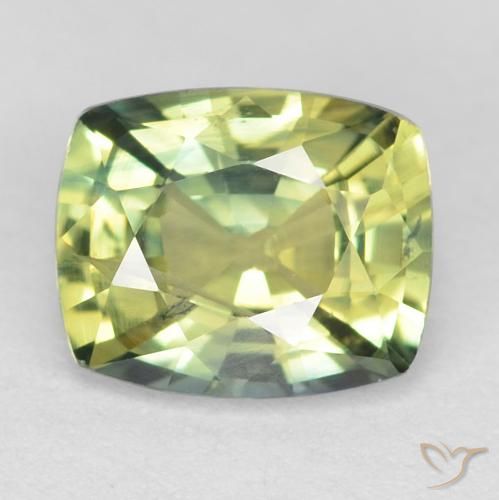 1.07ct طبيعي أخضر مصفر زفير, وسادة, قليلا جدا