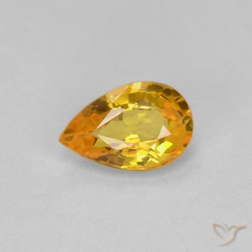 0.57ct طبيعي ذهبي زفير, شكل الكمثرى, VVS
