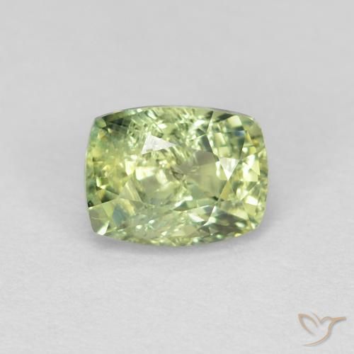 0.83ct طبيعي أخضر مصفر زفير, وسادة, VS-SI