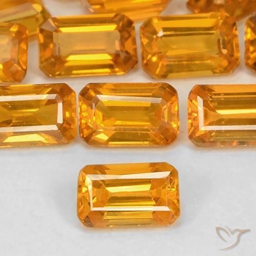 0.43ct طبيعي ذهبى-برتقالى غامق زفير, قص الزمرد, قليلا جدا