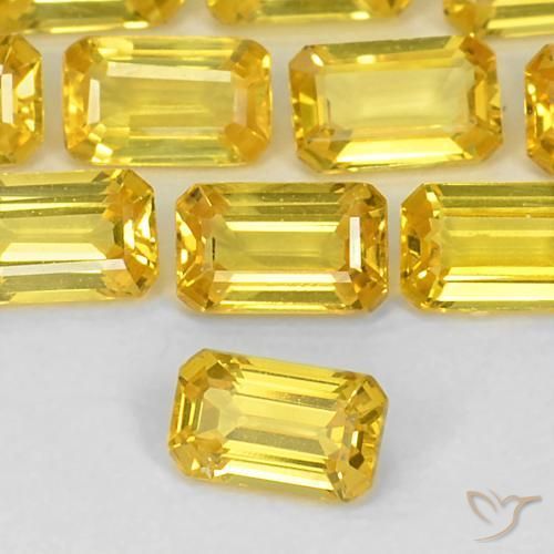0.41ct طبيعي الأصفر زفير, قص الزمرد, قليلا جدا