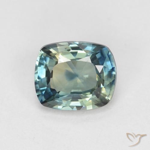 0.96ct طبيعي ازرق مخضر زفير, وسادة, VVS