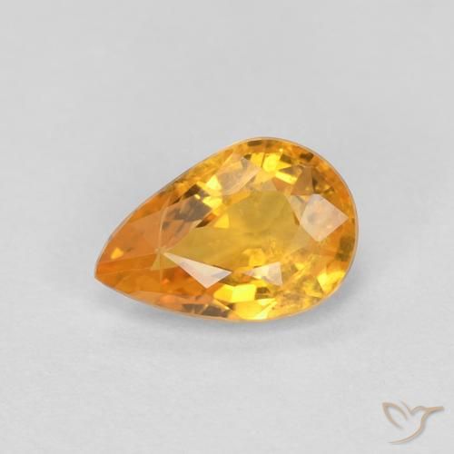 0.54ct طبيعي ذهبى-برتقالى غامق زفير, شكل الكمثرى, VS-SI