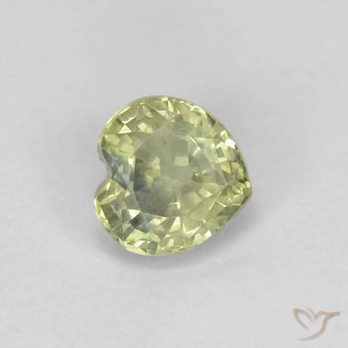 0.57ct طبيعي أخضر ليمونى باهت زفير, قلب, قليلا جدا