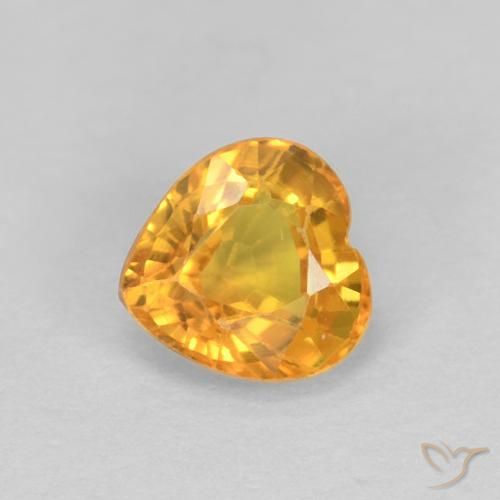 0.48ct طبيعي ذهبى-برتقالى داكن زفير, قلب, قليلا جدا