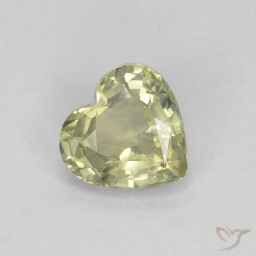 0.45ct طبيعي أخضر مصفر زفير, قلب, VVS-VS
