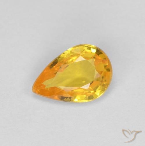 0.44ct طبيعي ذهبى-برتقالى زفير, شكل الكمثرى, قليلا جدا