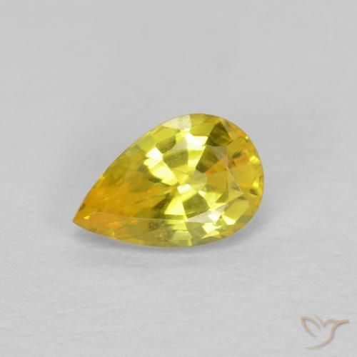 0.58ct طبيعي أصفر متوسط زفير, شكل الكمثرى, قليلا جدا