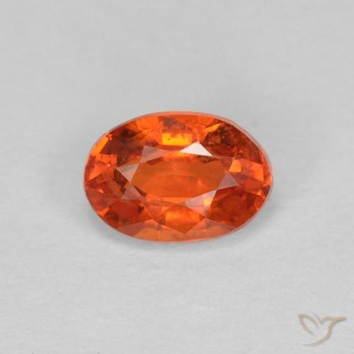 0.68ct طبيعي برتقالى محمر زفير, بيضوي, قليلا جدا