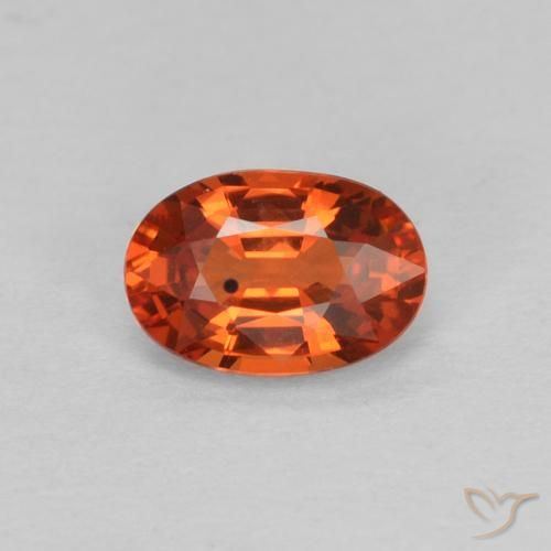 0.64ct طبيعي برتقالى محمر زفير, بيضوي, VVS-VS