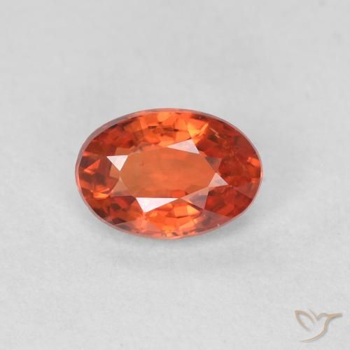 0.57ct طبيعي برتقالى محمر زفير, بيضوي, قليلا جدا